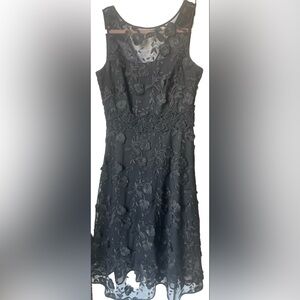 White House Black Market Sheer Overlay Sleeveless Floral Lace Sz 2 A-Line Dress
